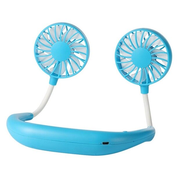 USB Fan Portable Hands Free Neck Fan Hanging Rechargeable Mini Sports Fans Personal Mini 3 Speed Adjustable For Home Office