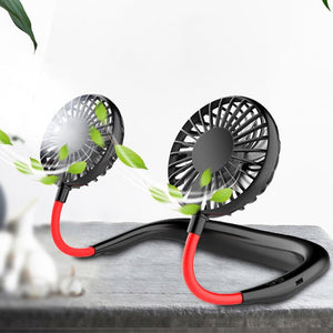 USB Fan Portable Hands Free Neck Fan Hanging Rechargeable Mini Sports Fans Personal Mini 3 Speed Adjustable For Home Office