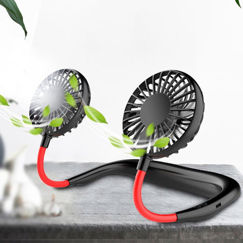 Image of USB Fan Portable Hands Free Neck Fan Hanging Rechargeable Mini Sports Fans Personal Mini 3 Speed Adjustable For Home Office